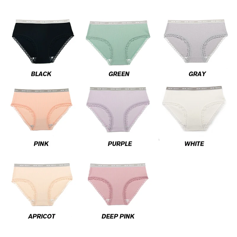 Fine Sewing Woman Underwear Cotton Striped Breathable Panties Sexy Lace Edge Underwear Women Cotton Crotch Lingerie Intimates Fine Sewing Woman Underwear Cotton Striped Breathable Panties Sexy Lace Edge Underwear Women Cotton Crotch Lingerie Intimates