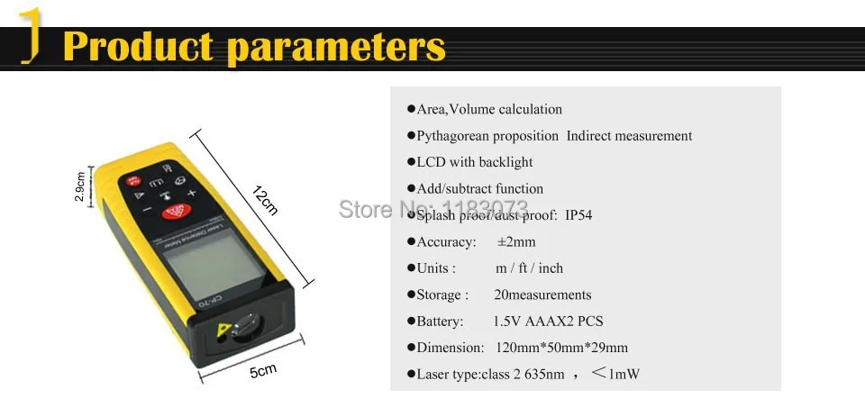 Ручной цифровой лазерный дальномер, дальномер, измеряющий расстояние, объем области с пузырьковым уровнем, измерительный инструмент, 0,05 м-40 м/131фт