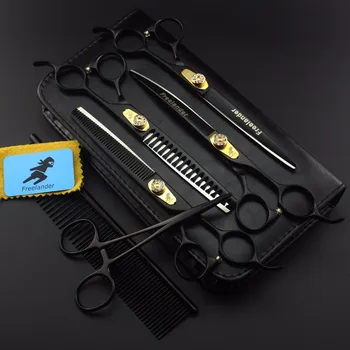 

Top Quality 7.0 Inch Professional Dog scissors for pet dog grooming Straight & Curved &Thinning Pet Haircut Tools
