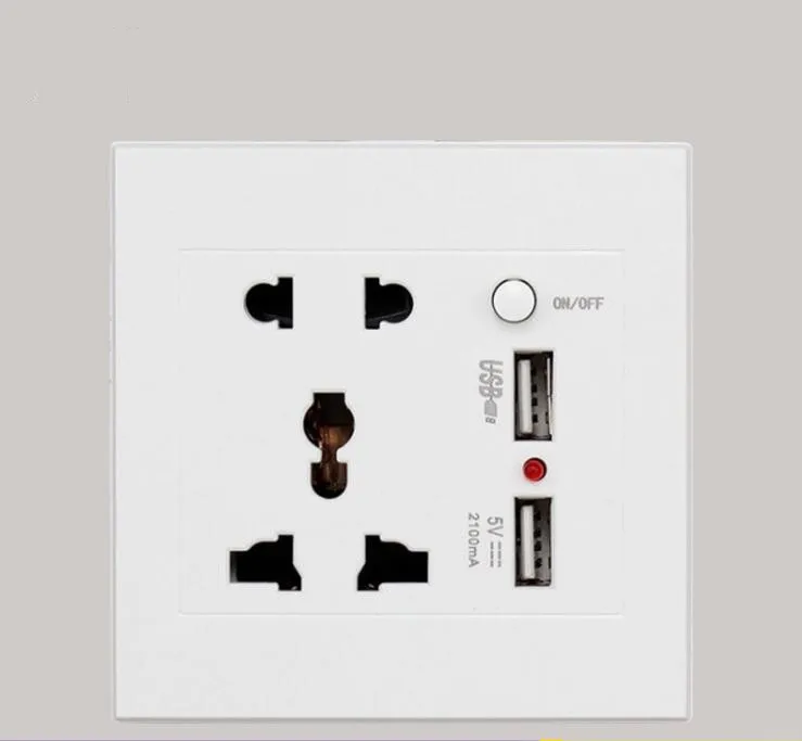 Универсальное настенное зарядное устройство 2100mA 5V 2 USB AC 110-250V US UK EU AU порта розетка