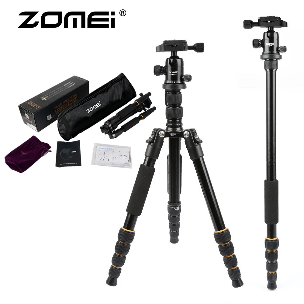 

ZOMEI Portable Q666 camera tripod professional tripod Travel Camera Tripod Monopod aluminum Ball Head compact for SLR DSLR