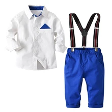 Детская одежда Комплекты из футболки и джинсов для мальчиков Одежда для маленьких мальчиков костюмы джентльмена осенний костюм с длинными рукавами комплекты одежды для маленьких мальчиков