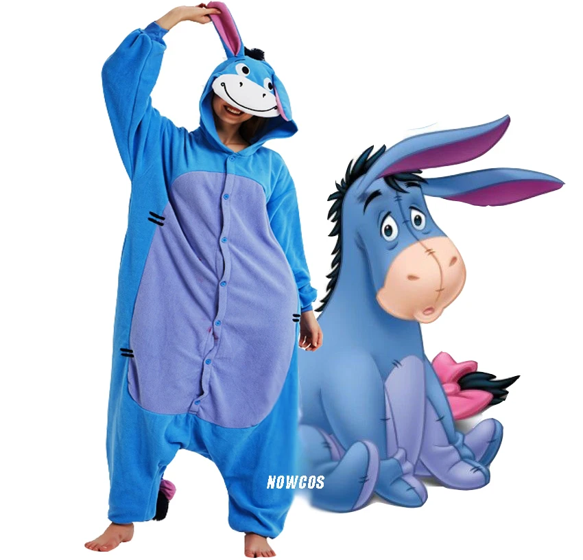 Eeyore Ослик костюмы-комбинезоны, пижамы, комбинезон, одежда для сна, цельные женские комбинезоны с животными, пижамы, Пижамный костюм, вечерние платья