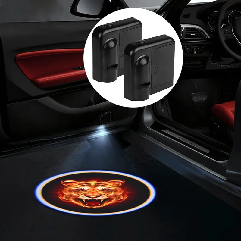 Универсальная беспроводная дверь автомобиля светодиодный приветственный свет тигр логотип для автомобильного стайлинга двери украшения свет для BMW VW Benz Ford прожекторы