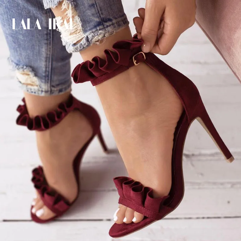 Женские босоножки на высоком каблуке с ремешком и застежкой|heels sandals women|high heels