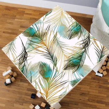 

55*55cm Peacock Feather Table Wall Art Furniture Removable Easy to Clean Peel and Stick Waterproof Oilproof Wallpaper Sticker