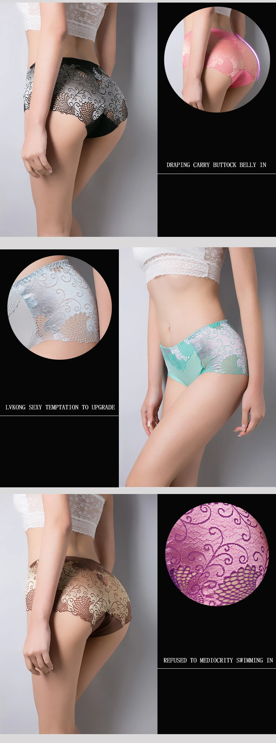 Underwear Women Briefs Sexy Women's Panties Full Transparent Lace Seamless Sexy Plus Size Women Cotton Underwear Panty (4)
