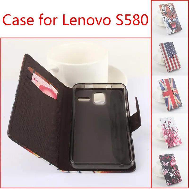 

Lingmao Brand Mobile Phone Cases Genuine Leather Case For Lenovo S580 Wallet Stand With Card Slot Cover