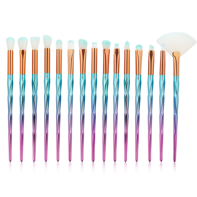 

4/15pcs Professional Diamond Makeup Brushes Set Eyebrow Eye Shadow Blush Blending Powder Lip Concealer Tool Kit drop shipping