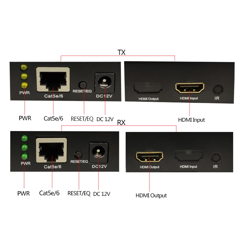 HDMI удлинитель 1080P 196Ft(60 м) одиночным Cat 5E/6/кабель без потерь и без задержки поддержка 1080P@ 60 Гц 1080i@ 60 Гц