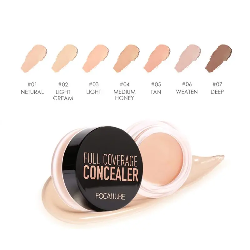 

FOCALLURE Full Coverage Concealer Makeup Primer Foundation Long Lasting Oil Control Cream 7 Colors