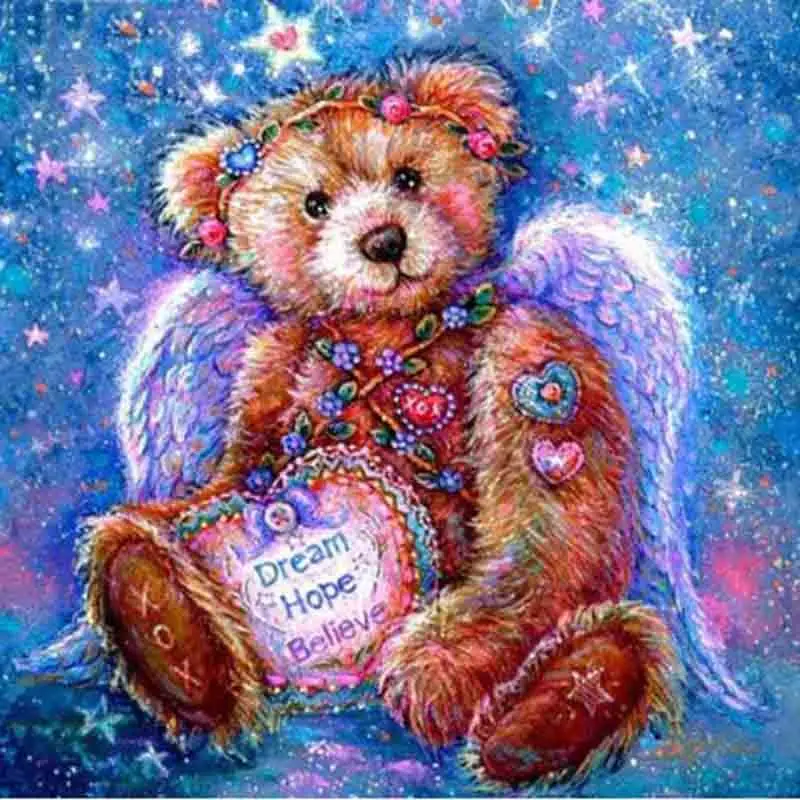 

Full Square/Round Drill 5D DIY Diamond Painting Cross Stitch "Bear angel"3D Diamond Embroidery Mosaic Rhinestone Paintings Gift