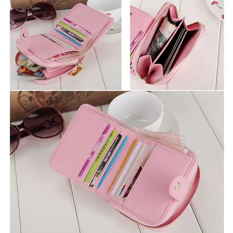 Candy Short Clutch Wallets Female Fashion PU Leather Coin Bag Phone Purses Lady Cards Holder Zipper Wallet 2019 Women Wallets