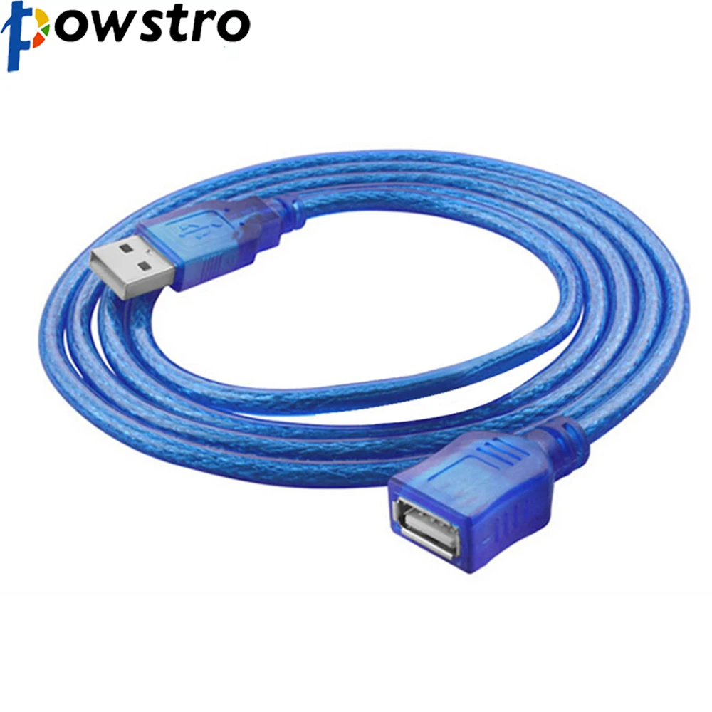 1M/3M USB 2.0 Extension Print Cable Transparent Blue Wholesale Extended