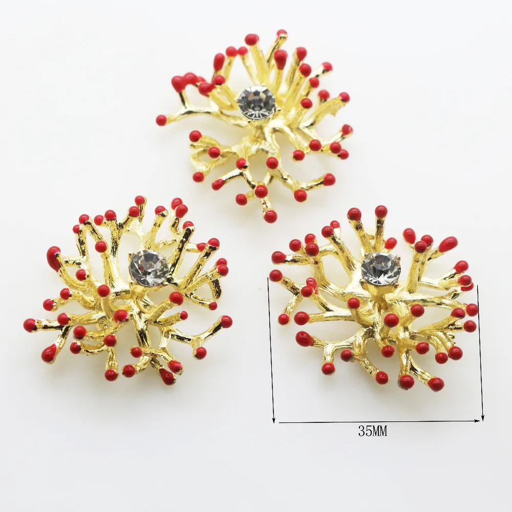 Accessories for jewelry 2017 fashion 5pcs 35mm upscale Red Diamond Drum Bride Headdress DIY