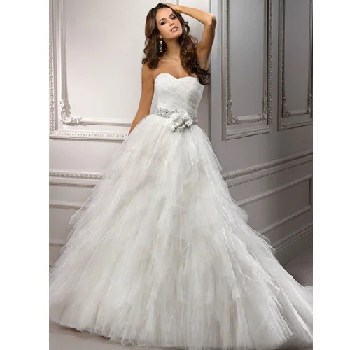 Beautiful A Line Sleeveless Floor Length Long Bridal Gowns Beautiful A Line Sleeveless Floor Length Long Bridal Gowns White Ivory Wedding Dresses Hot