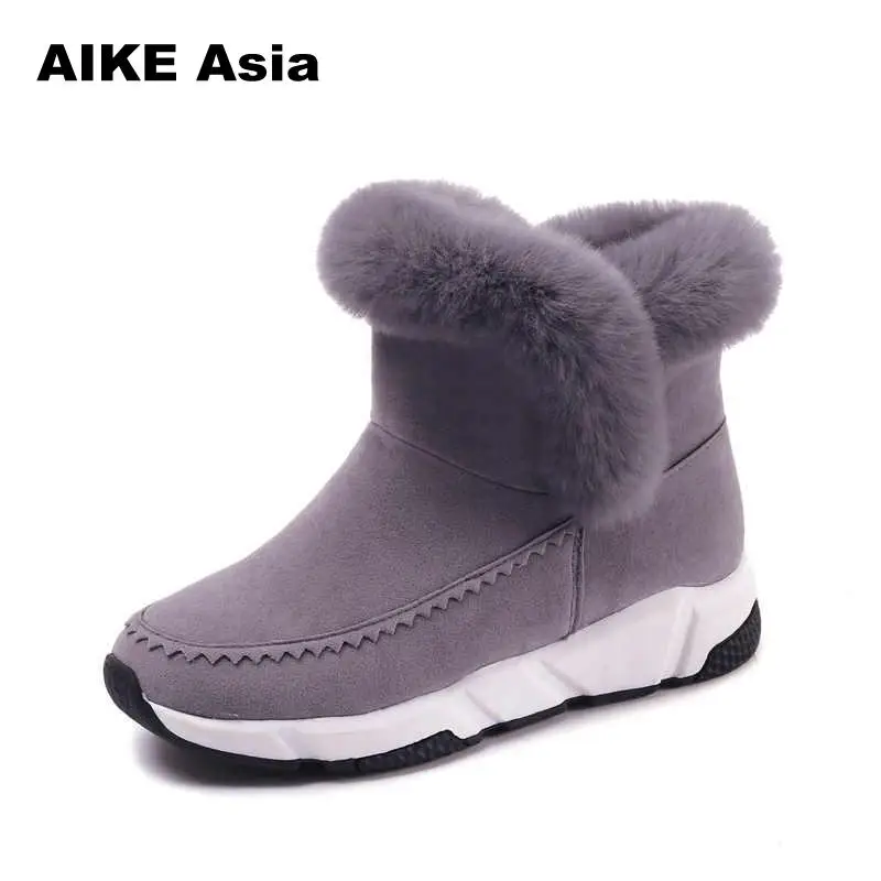 

2018 Winter Wedge Patchwork Faux Fur Fashion Women Shoes Woman Boots Platform Warm Snow Femme Ladies Boot Black