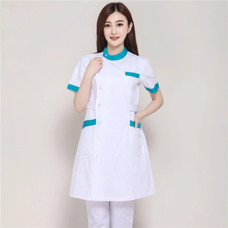 Новое летнее женское белое лабораторное пальто с коротким рукавом, медицинская одежда, униформа доктора, больничная ткань, одежда для салона красоты, аптека, рабочая одежда