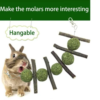

Hamster Chew Grass Ball String for Teeth Cleaning Haning Molar Toy for Parrot Hamster Chinchilla Rabbit Guinea Pigs