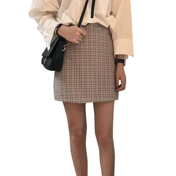 

Skirts Womens 2018 Autumn Harajuku Skirt Casual Slim A-line Plaid Mini Skirts Female Fashionable High Waist Saias Femininas