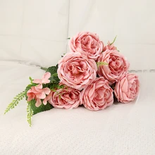 6 головы Шелковая Роза цветок Искусственные цветы букет имитация розы поддельные Свадебные невесты букет ДОМА вечерние украшения Свадебный декор