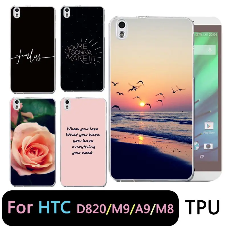 QMSWEI TPU Clear Phone Case For HTC M8 Landscape Flora Painted Design Soft cover Free shipping D820 M9 A9 Shipping |