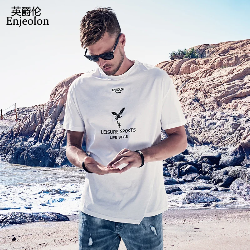 

Enjeolon Brand T shirts Men Fashion New Summer Short Sleeve Mens Tshirts Print T-shirt Male Top Tee Shirt Plus Size 3XL T8159