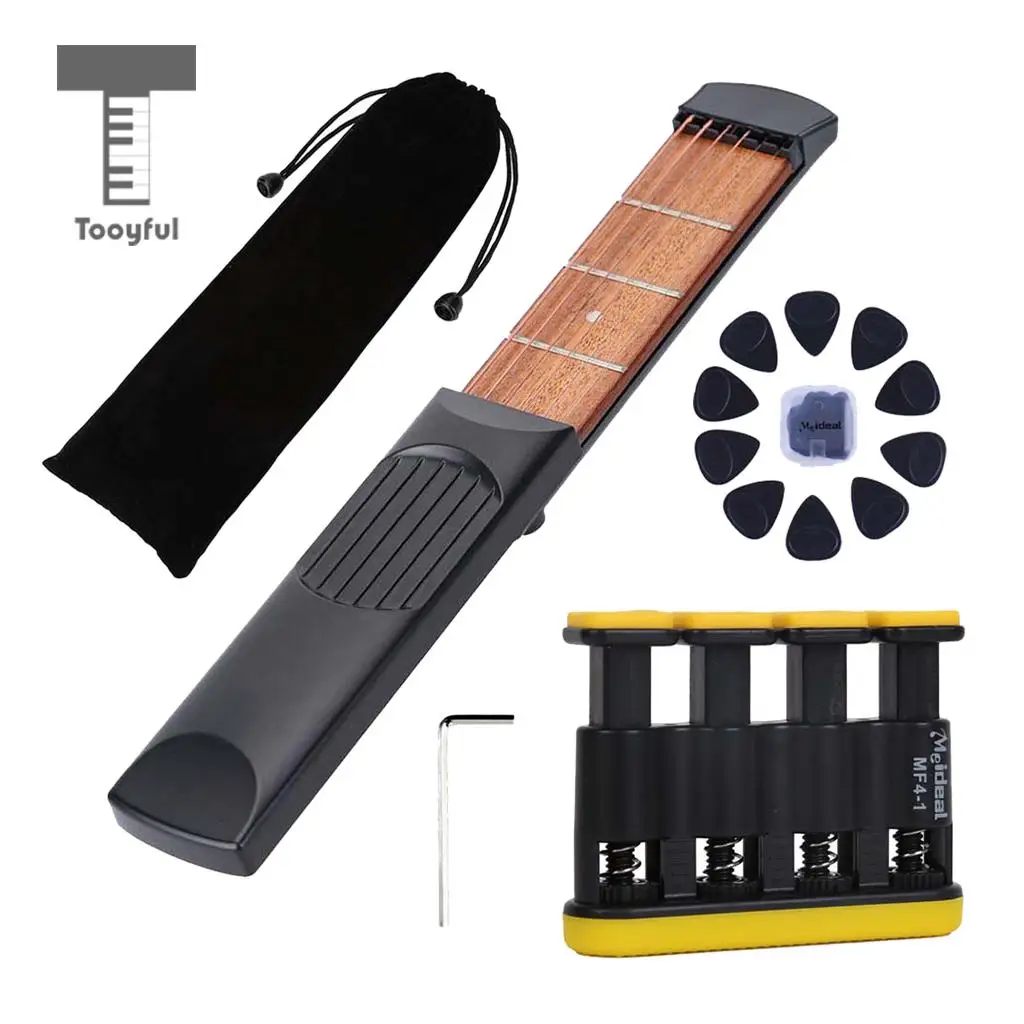 

Tooyful 4 Fret 6 Strings Right-Handed Pocket Guitar Travel Guitar Set for Beginner Kids Practice Tool Finger Exercise