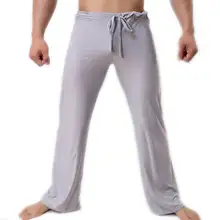 Для мужчин Лонг Джонс Нижнее белье длинные брюки на шнуровке полной длины свободные Повседневное Домашняя одежда, ночное белье Ночное Мужчины Мягкие Длинные брюки