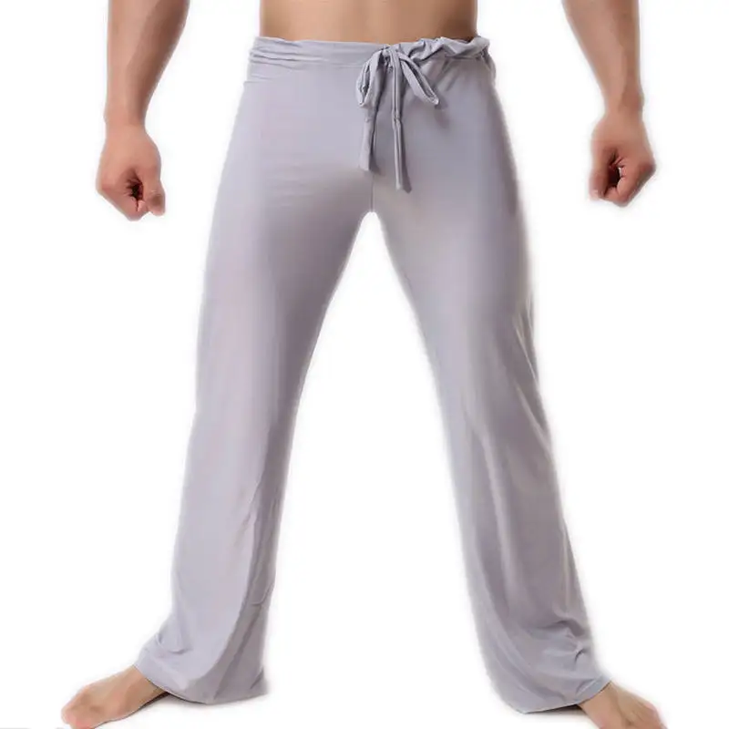 

Men's Long Johns Underwear Long Pants Lace-up Full Length Loose Casual Homewear Sleepwear Nightwear Males Soft Long Trousers New