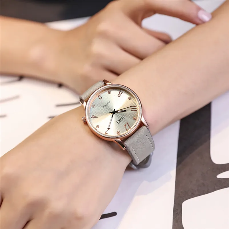 Fashion women watches top brand luxury ladies watch Leather Band Analog Quartz Round Wrist Watch clock relogio feminino J20 (2)