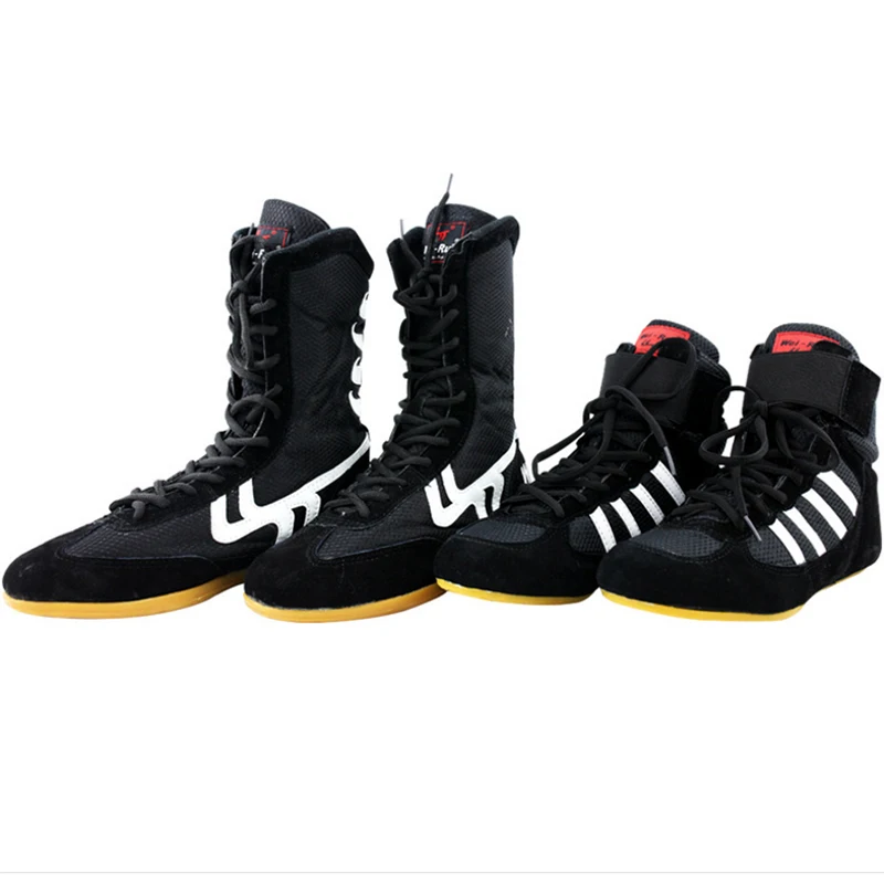Leather Wrestling Shoes Women High Kick Boxing Shoes Mens Rubber
