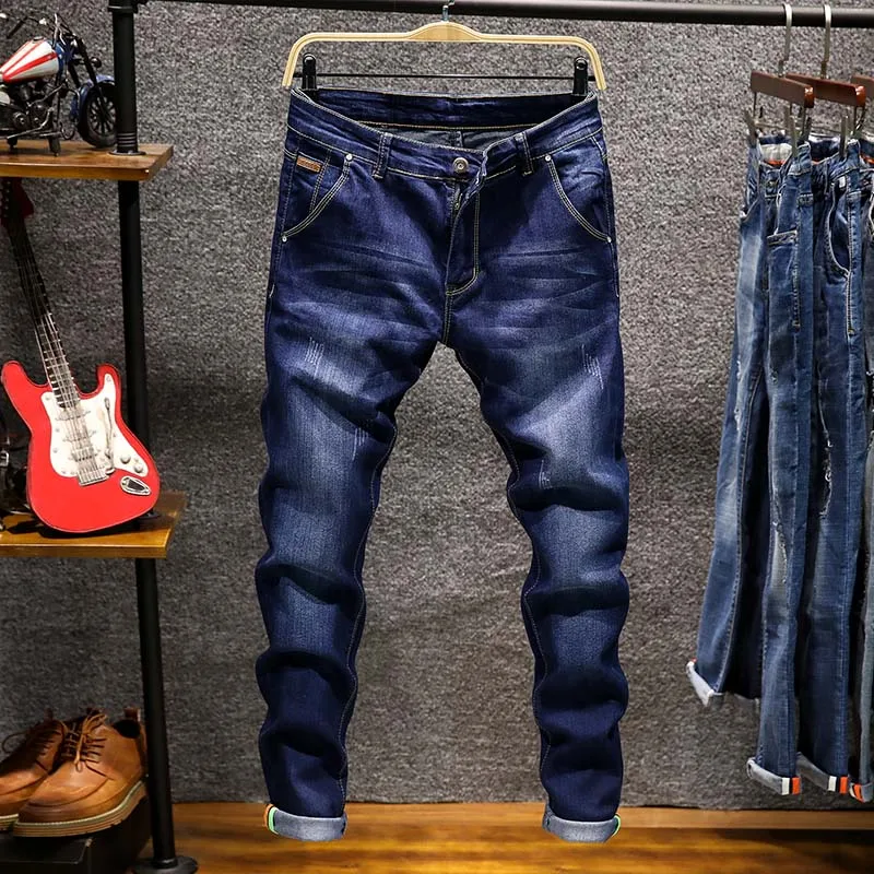 AIRGRACIAS Brand 2019 New Jeans Men Business Casual Stretch Slim Jeans 5 Color Classic Trousers Denim Pants Jean Men