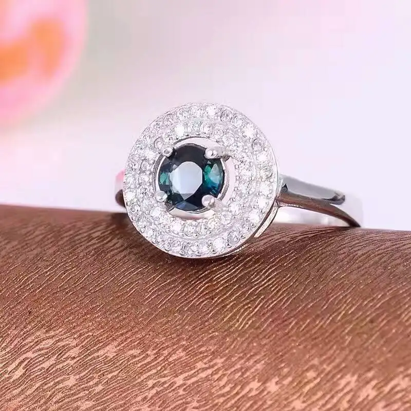 Vintage silver sapphire ring 5mm natural sapphire gemstone silver ring solid 925 silver sapphire ring romantic jewelry for woman - Image 3
