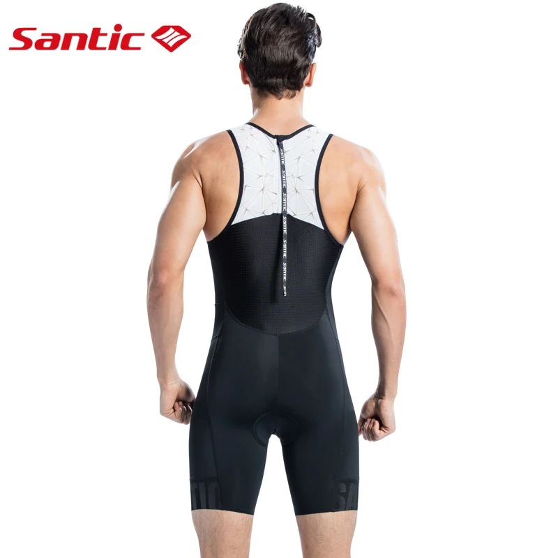 Santic Men Triathlon Skinsuit Sleeveless Jersey Padded Cycling Swimming Running