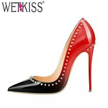 

WETKISS Occident Super High Heels Women Pumps Sexy Pointed Toe Shoes Shallow Metal Decoration Footwear Fashion Lady Party Shoes
