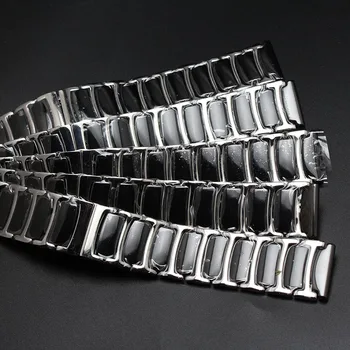 

20mm 22mm Black Ceramic watchbands with Stainless steel solid links Strap Bracelets for wristwatch bracelets Accessories fit men