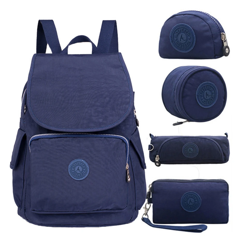 Beste Aceperch Vrouwen Originele Rugzak 5 Stks set Meisje Schooltas Nylon Waterdichte Rugzak Mujer Mochilas Escolares Sac A Dos Femme