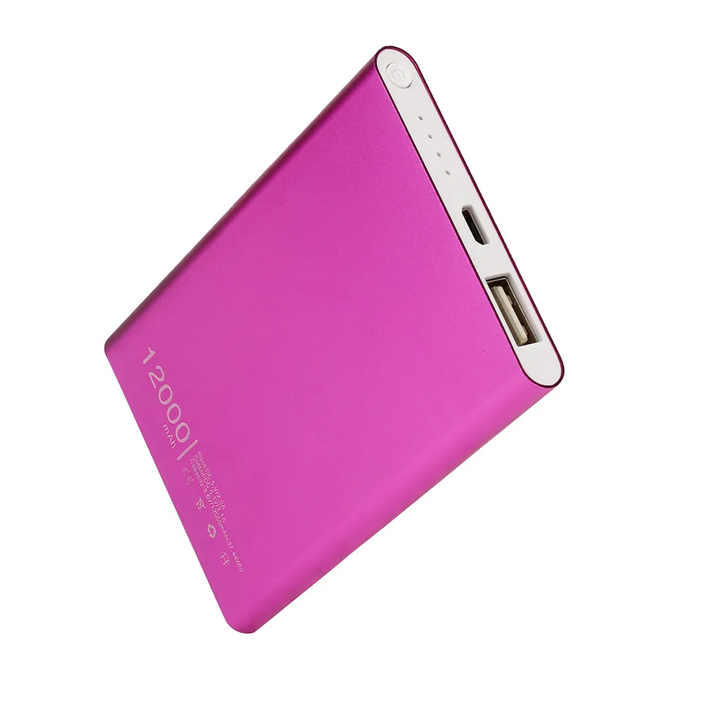

Hot sale Hot Pink Ultrathin 12000mAh Portable USB External Battery Charger For nokia mobile for iphone 6 6s 5s 7 8 X battery