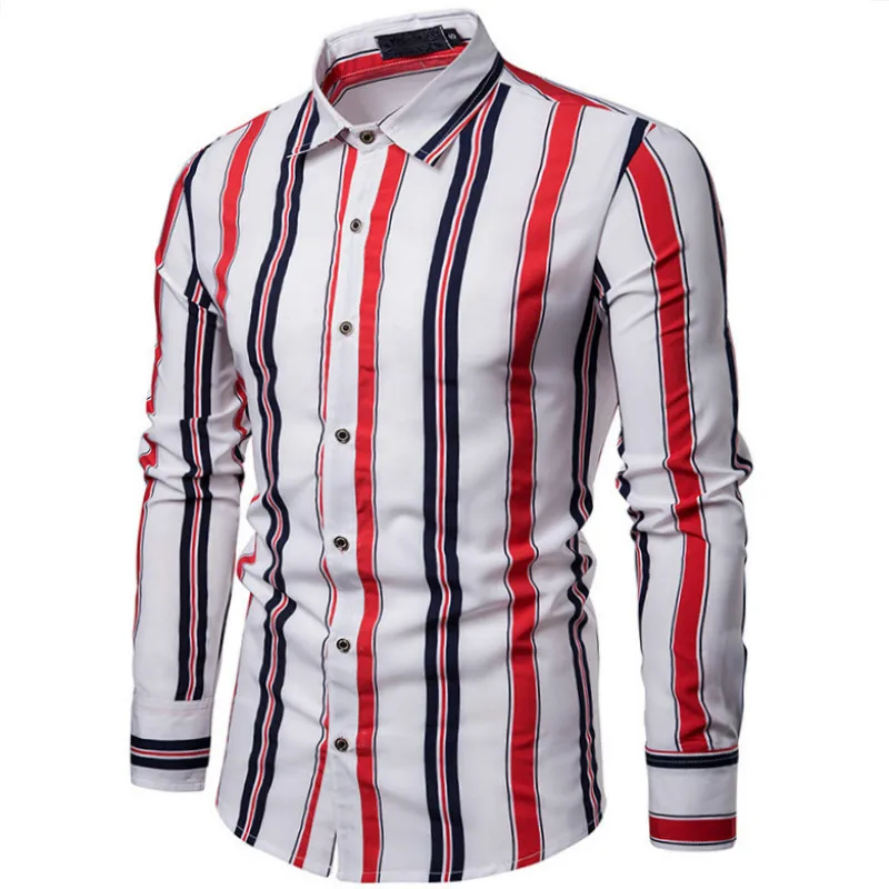 Бесплатная доставка мужские рубашки harujuku Полосатое платье рубашка с длинными рукавами мужские осенние Рубашки 886