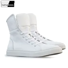 Новая Осенняя мужская обувь, белые мотоциклетные ботинки в стиле панк, мужские ботинки из натуральной кожи на шнуровке, удобная дышащая обувь с круглым носком