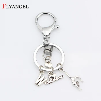 

Creative I Love Gymnastics Key Chain Heart Gymnast Pendant Keychain Custom A-Z Initials Lobster Buckle Keyring Gifts for Women