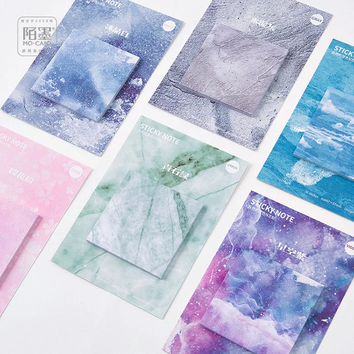 

Natural Color Post It Notes, Creative Memo Pad, Sky Blue Cherry Pink Sticky Notes, DIY Decoration for Planner, 6 colors