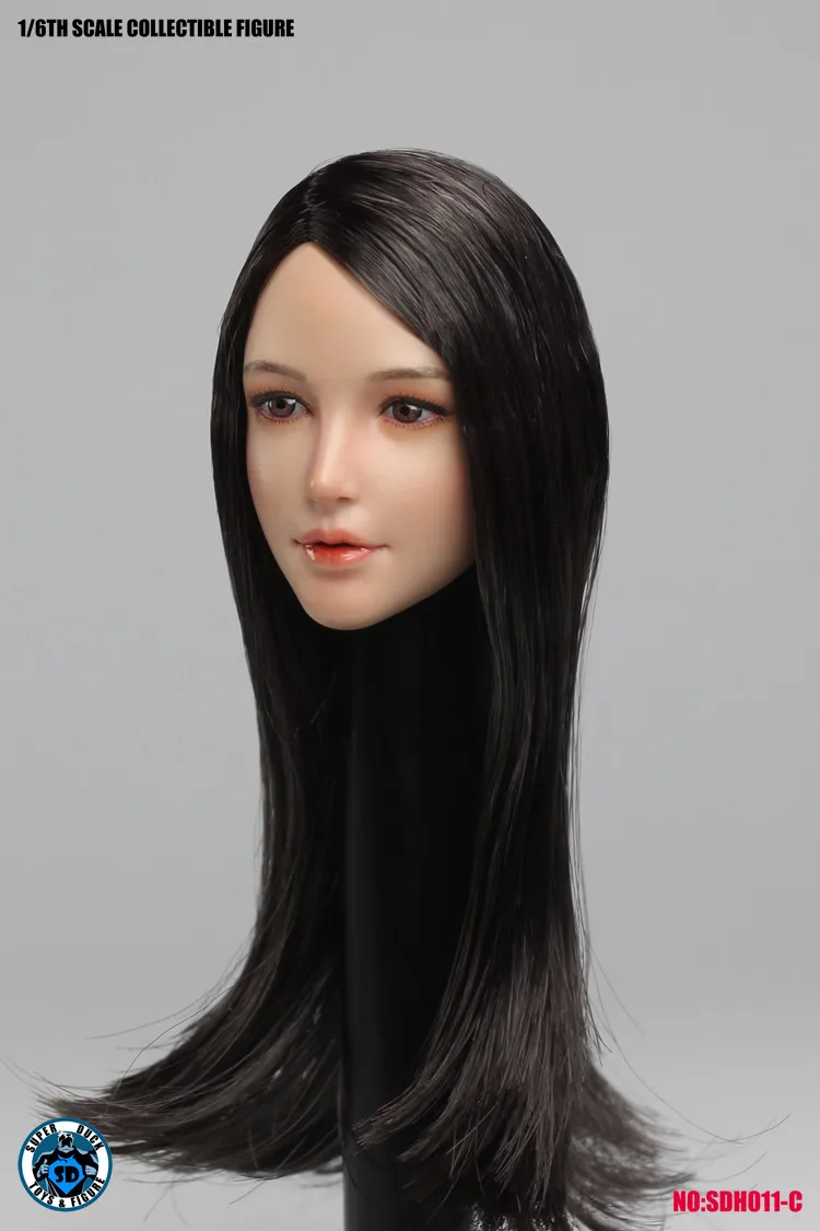 SDH011 1/6 женская голова скульптура азиатская красавица Девушка голова резная модель с черными/коричневыми/золотыми волосами подходит PH бесшовная женская кукла тела