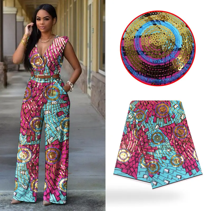 

LIULANZHI African wax fabrics 2019 New design printing wax embroidery sequins fabric for women dress 6yards ML9HL113-ML9HL126
