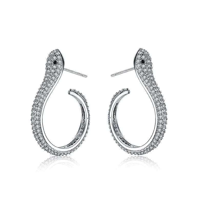 2017 New Jewelry Mini Snake Earring Stud Tiny Cz Diamonds Pave 2017 New Jewelry Mini Snake Earring Stud Tiny Cz Diamonds Pave Setting White Gold Color Hook Shape Trendy Earrings In From