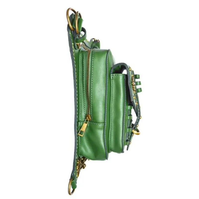 Stil Pu 2018 Reise Retro Schulter Taschen Steampunk Neue Männer Grün Frauen Leder Taille Punk Grün Weibliche Tasche P8qrYP