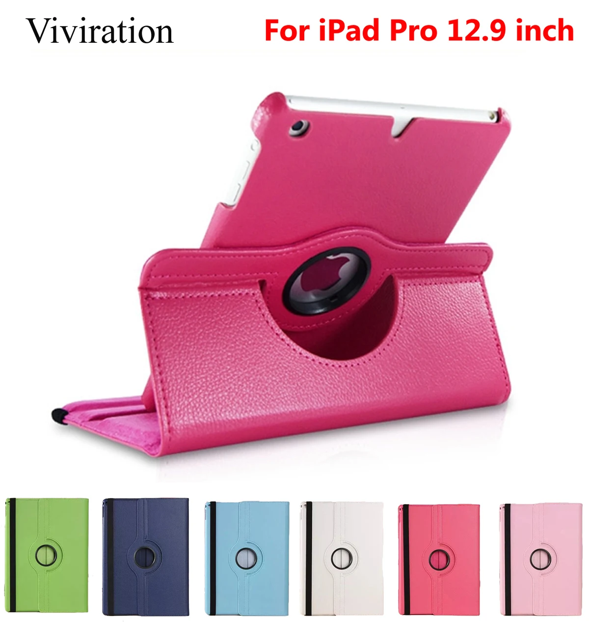 

360 Rotating Hard Shell Case For iPad Pro 12.9 Inch Tablet Smart Case Litchi PU Leather Flip Stand Cover For Apple iPad Pro 12.9