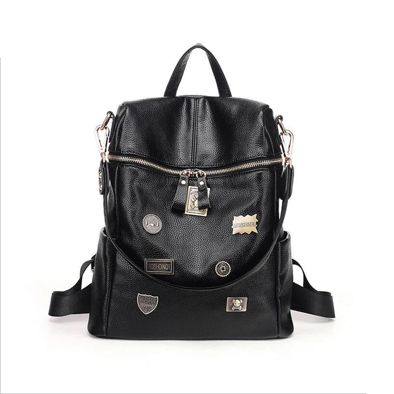 

2019 New women backpack Genuine leather women's casual day packs school backpacks girl's mochila Retro fashion backpack bag
