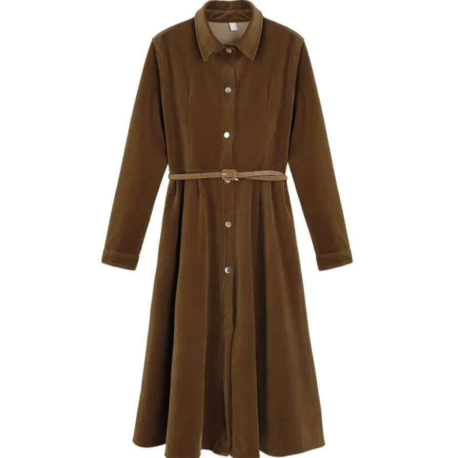 

Retro dress corduroy long-sleeved dress women